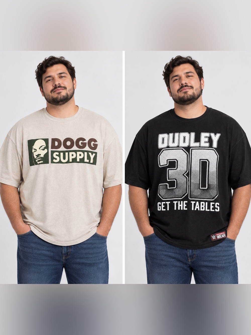 Bundle 2 Short-Sleeve Graphic Tees - Beige & Black